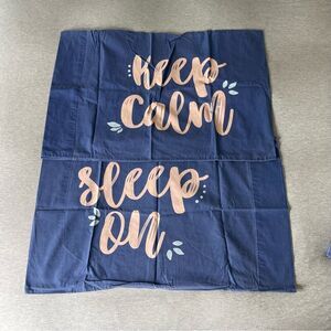 Whim by Martha Stewart "Keep Calm" "Sleep On" Cotton Pillowcase Pair 2 PCS. Set